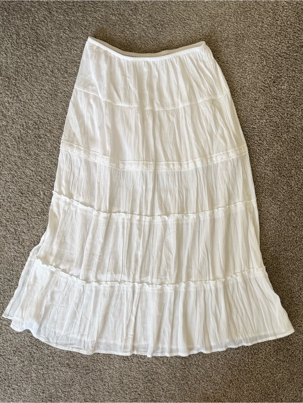 Women's White Tiered Maxi Skirt